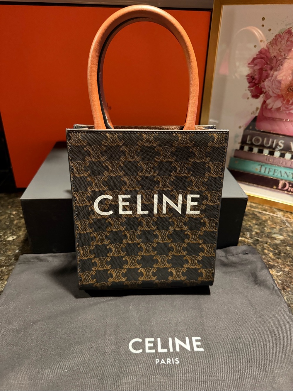 CE Brown Leather Mini Top-Handle Bag